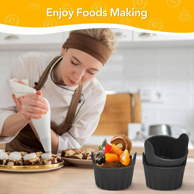 4-piece egg poacher for the airfryer - baking tray specially for the airfryer - egg poacher for the microwave - shape for poached eggs of food grade quality and baking tray for making soufflés - muffins - cupcakes - custard and pudding..
