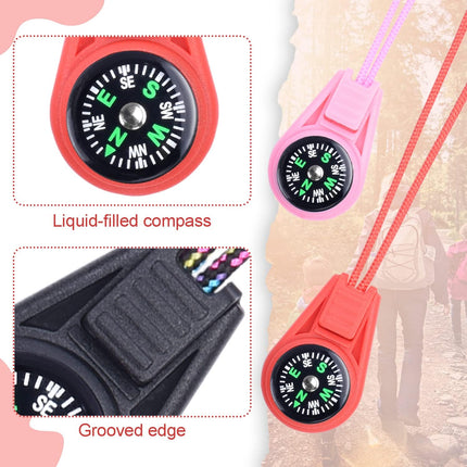 Kompas - 25-pack - Kids' Compass - Classroom - Mini Compass for Children - Hiking and Survival - Portable - Compass with Cord - 9 Colours.