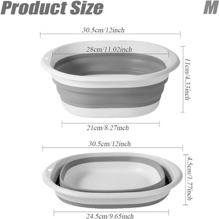 Foldable sink (5 litres) - Foldable basin - plastic sink - expandable water basin - portable food storage bowl for camping - multi-functional outdoor basin for travel (M - grey).