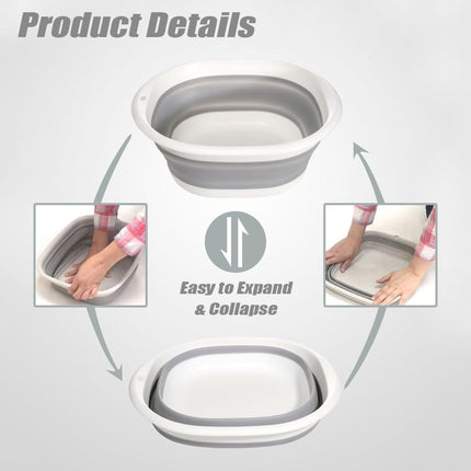 Foldable sink (5 litres) - Foldable basin - plastic sink - expandable water basin - portable food storage bowl for camping - multi-functional outdoor basin for travel (M - grey).