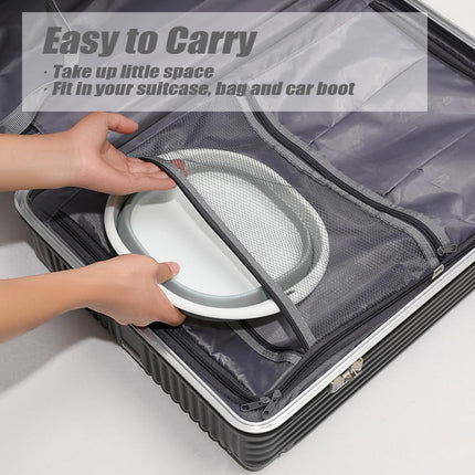 Foldable sink (5 litres) - Foldable basin - plastic sink - expandable water basin - portable food storage bowl for camping - multi-functional outdoor basin for travel (M - grey).