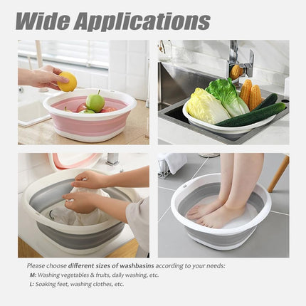 Foldable sink (5 litres) - Foldable basin - plastic sink - expandable water basin - portable food storage bowl for camping - multi-functional outdoor basin for travel (M - grey).