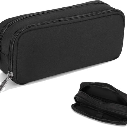 1 piece black stationery case - large case with durable outer shell - large capacity - zip compartment - storage compartment for large capacity case for school - university - office supplies.
