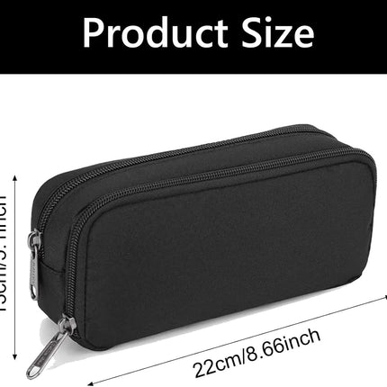 1 piece black stationery case - large case with durable outer shell - large capacity - zip compartment - storage compartment for large capacity case for school - university - office supplies.