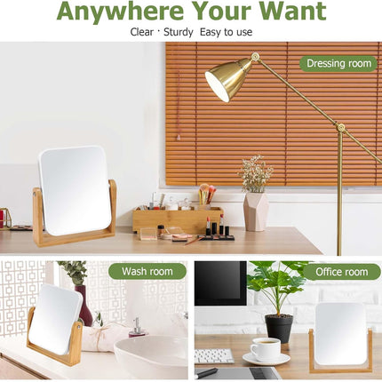 Desk mirror with standard 1x/3x magnification - double-sided - 360-degree swivel - portable vanity mirror with magnifying glass.