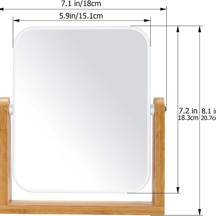 Desk mirror with standard 1x/3x magnification - double-sided - 360-degree swivel - portable vanity mirror with magnifying glass.