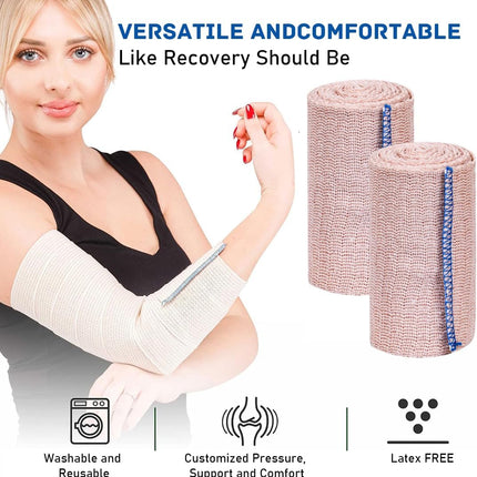 Premium compression bandages Pack of 6 elastic bandages - self-adhesive - for injuries to wrists, ankles, hands, knees, elbows, shoulders, feet - washable and reusable - 10 cm wide - 1-7 m long - stretches up to 4-5 m.