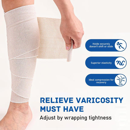 Premium compression bandages Pack of 6 elastic bandages - self-adhesive - for injuries to wrists, ankles, hands, knees, elbows, shoulders, feet - washable and reusable - 10 cm wide - 1-7 m long - stretches up to 4-5 m.