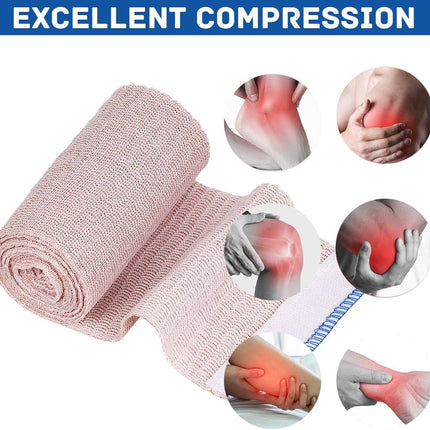 Premium compression bandages Pack of 6 elastic bandages - self-adhesive - for injuries to wrists, ankles, hands, knees, elbows, shoulders, feet - washable and reusable - 10 cm wide - 1-7 m long - stretches up to 4-5 m.