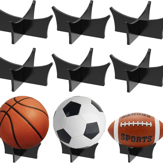 Ball Standard - Acrylic - Football, Basketball, Soccer, Volleyball, Rugby, etc. Display Standard - Ball Holders - 6 pieces - Black.