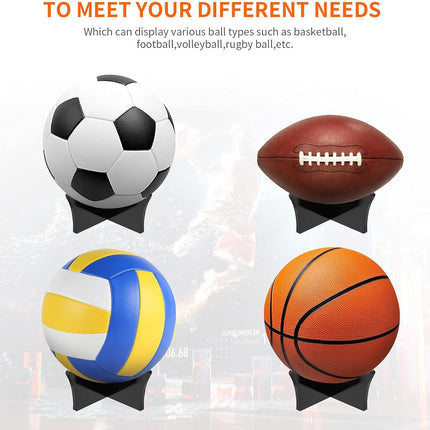 Ball Standard - Acrylic - Football, Basketball, Soccer, Volleyball, Rugby, etc. Display Standard - Ball Holders - 6 pieces - Black.
