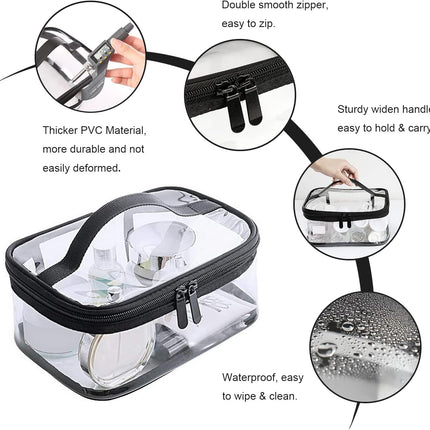 Transparent toilet bags - 2 pieces of portable makeup bags. Transparent cosmetic bag with handle - zip - waterproof travel bag.
