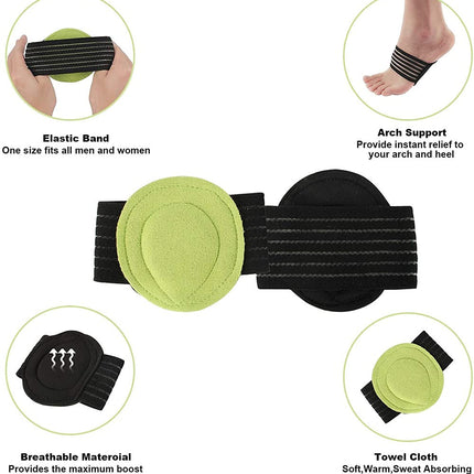 2 pairs of extra thick, padded compression arch supports for added comfort - suitable for plantar fasciitis, fallen arches, heel spurs, flat feet and foot pain issues.