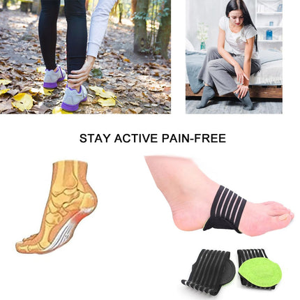 2 pairs of extra thick, padded compression arch supports for added comfort - suitable for plantar fasciitis, fallen arches, heel spurs, flat feet and foot pain issues.