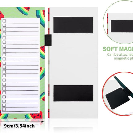 Magnetic shopping list for the fridge (2-piece) - 100 sheets - tear-off notepad with pen clip for shopping - to-do list and meal planning (watermelon).