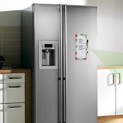 Magnetic shopping list for the fridge (2-piece) - 100 sheets - tear-off notepad with pen clip for shopping - to-do list and meal planning (watermelon).