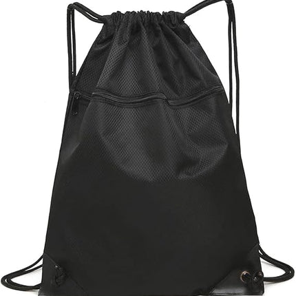 Trekkoord sports bag - large sports bag with PE pocket and external zip - waterproof drawstring swim backpack for men, women, boys and girls - sports, school, beach holiday, swimming, travel, yoga.