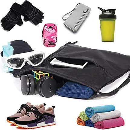 Trekkoord sports bag - large sports bag with PE pocket and external zip - waterproof drawstring swim backpack for men, women, boys and girls - sports, school, beach holiday, swimming, travel, yoga.
