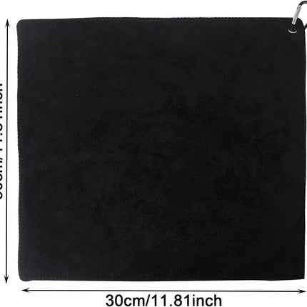 2 pieces golf towels- absorbent cleaning towels- multifunctional towels with carabiner for golf bags- fitness- sport- outdoor- yoga (2 colours)- black.