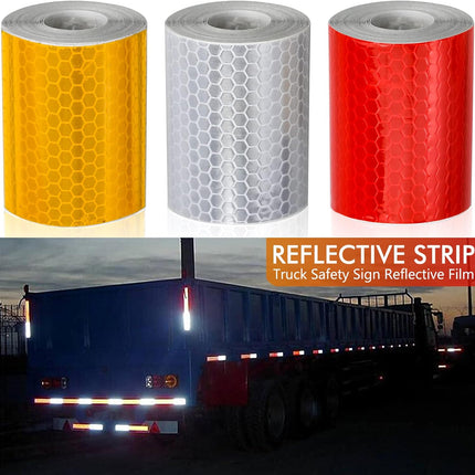 Reflective tape stickers - 3 rolls - White, yellow, red - Reflective tape - Safety warning strips - Traffic signs - Reflective signs - Stickers - 5 cm * 3 m.