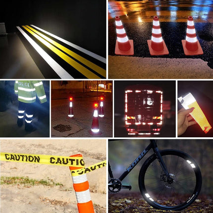 Reflective tape stickers - 3 rolls - White, yellow, red - Reflective tape - Safety warning strips - Traffic signs - Reflective signs - Stickers - 5 cm * 3 m.