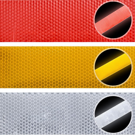 Reflective tape stickers - 3 rolls - White, yellow, red - Reflective tape - Safety warning strips - Traffic signs - Reflective signs - Stickers - 5 cm * 3 m.