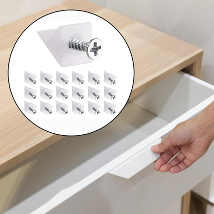 30-piece drawer repair kit - drawer repair set with screws - drawer support - drawer base repair brackets - plastic corner brackets - corner bracket fixings with screws for furniture.