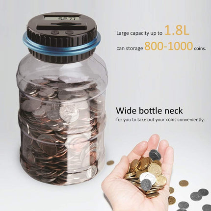 Digital Piggy Bank UK Coin Counter - Large Transparent Piggy Bank with LCD Screen - Piggy Bank as a Gift for Kids and Adults (Large Size).