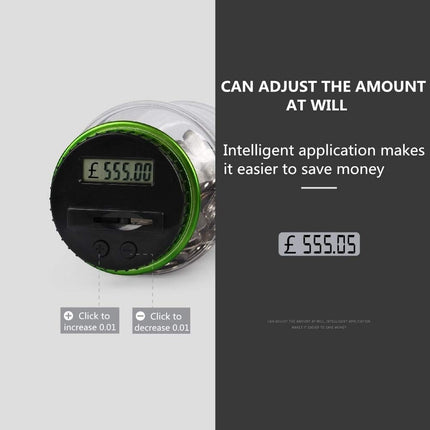 Digital Piggy Bank UK Coin Counter - Large Transparent Piggy Bank with LCD Screen - Piggy Bank as a Gift for Kids and Adults (Large Size).
