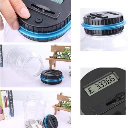 Digital Piggy Bank UK Coin Counter - Large Transparent Piggy Bank with LCD Screen - Piggy Bank as a Gift for Kids and Adults (Large Size).