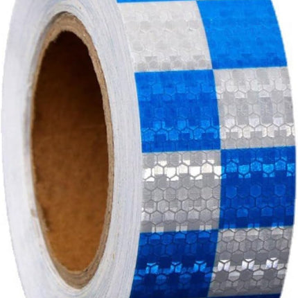 Reflective strips - Reflective tapes - 3 m x 50 mm - Reflective warning tape - Reflective tape - Outdoor - Waterproof - Fluorescent tape - Transport safety tape - Glow-in-the-dark tape - Blue and white.