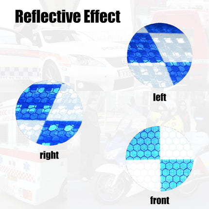Reflective strips - Reflective tapes - 3 m x 50 mm - Reflective warning tape - Reflective tape - Outdoor - Waterproof - Fluorescent tape - Transport safety tape - Glow-in-the-dark tape - Blue and white.