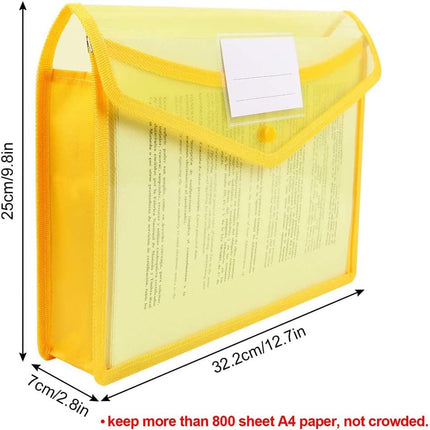 A4 plastic wallet - set of 5 popper wallets plastic folders premium pocket map envelopes for school office home with press stud closure - large capacity.