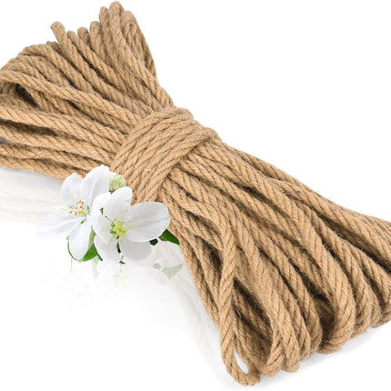10m jute rope - 8mm thick jute rope - naturally braided jute garden rope for cat scratching post rope - gardening - camping - decoration - gift wrapping and craft decoration (brown).