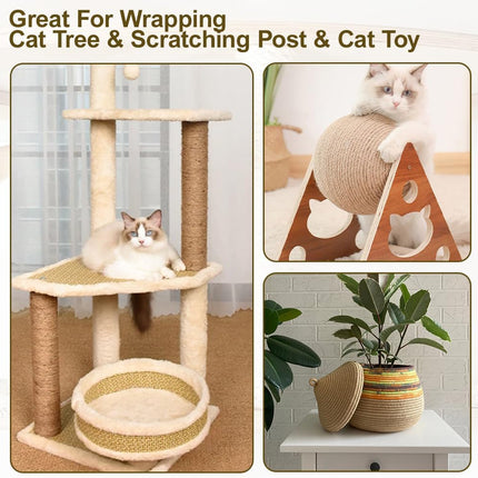 10m jute rope - 8mm thick jute rope - naturally braided jute garden rope for cat scratching post rope - gardening - camping - decoration - gift wrapping and craft decoration (brown).