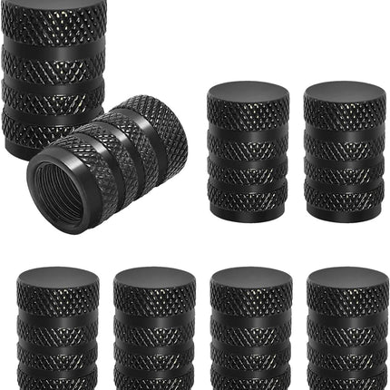 8 valve caps - black dust caps for car tyres - valve caps - durable universal aluminium dust caps for cars - bikes - trucks and motorcycles.