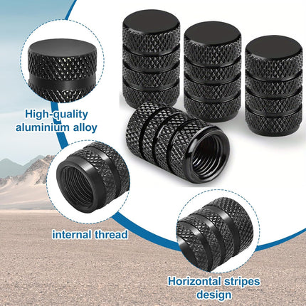 8 valve caps - black dust caps for car tyres - valve caps - durable universal aluminium dust caps for cars - bikes - trucks and motorcycles.