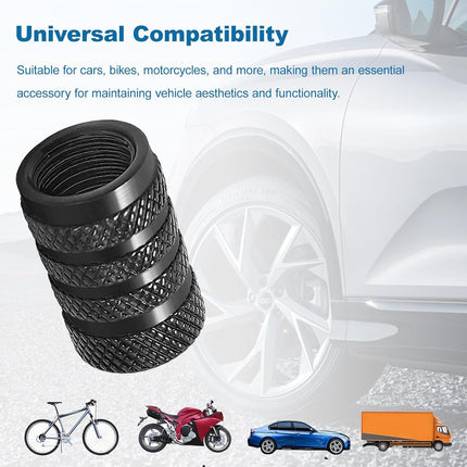 8 valve caps - black dust caps for car tyres - valve caps - durable universal aluminium dust caps for cars - bikes - trucks and motorcycles.