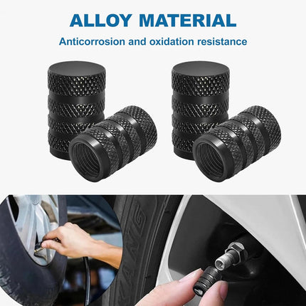 8 valve caps - black dust caps for car tyres - valve caps - durable universal aluminium dust caps for cars - bikes - trucks and motorcycles.