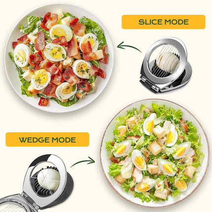 Egg Slicer - Egg Slicer - Heavy-Duty Egg Slicer for Hard-Boiled Eggs - Strawberry Decorating Slicer - Stainless Steel Wire - 3 Cutting Methods - Dishwasher Safe.