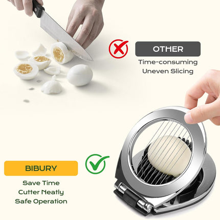 Egg Slicer - Egg Slicer - Heavy-Duty Egg Slicer for Hard-Boiled Eggs - Strawberry Decorating Slicer - Stainless Steel Wire - 3 Cutting Methods - Dishwasher Safe.