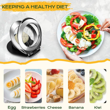 Egg Slicer - Egg Slicer - Heavy-Duty Egg Slicer for Hard-Boiled Eggs - Strawberry Decorating Slicer - Stainless Steel Wire - 3 Cutting Methods - Dishwasher Safe.