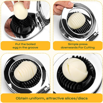 Egg Slicer - Egg Slicer - Heavy-Duty Egg Slicer for Hard-Boiled Eggs - Strawberry Decorating Slicer - Stainless Steel Wire - 3 Cutting Methods - Dishwasher Safe.