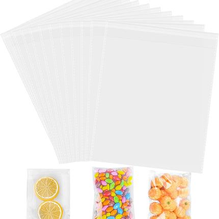 Cellophane bags - 100 small clear cellophane cookie bags - food safe - sealed with clear self-adhesive OPP display seal for cookies, lollies, envelopes, gifts, cards and photos (10 x 15 cm).