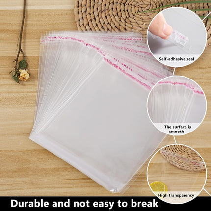 Cellophane bags - 100 small clear cellophane cookie bags - food safe - sealed with clear self-adhesive OPP display seal for cookies, lollies, envelopes, gifts, cards and photos (10 x 15 cm).