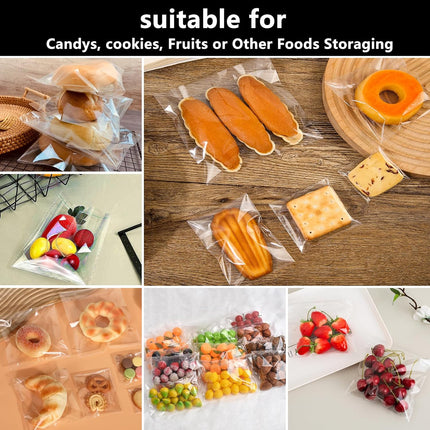 Cellophane bags - 100 small clear cellophane cookie bags - food safe - sealed with clear self-adhesive OPP display seal for cookies, lollies, envelopes, gifts, cards and photos (10 x 15 cm).