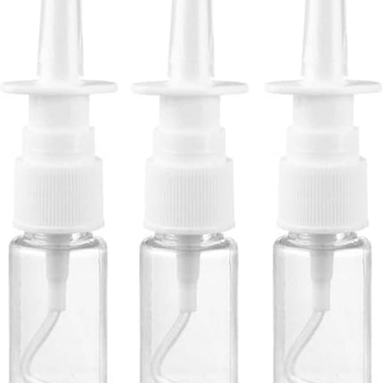 3-pack nasal spray bottles - clear spray bottle - empty nasal spray - direct spray container for essential salt solution - 10 ml.