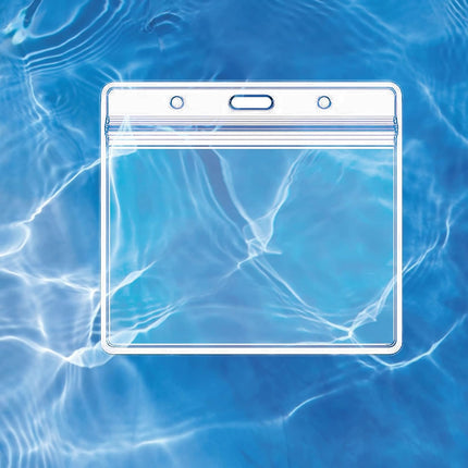 5-piece plastic card holder - clear waterproof plastic badge holder - clear branded badge ID holder - wallet holder - double-sided badge holder - lanyard card holder for home, office and school.