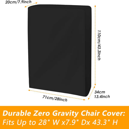 Garden chair covers - 2 pieces waterproof- windproof- UV resistant- hydrophobic Oxford material for terrace sun loungers- including storage bag (110 x 71 cm) - Black.