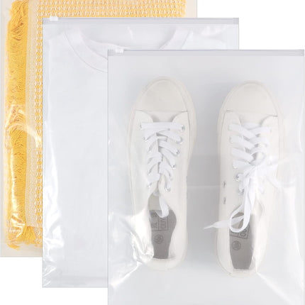 40 reusable travel zip lock bags - 40 x 30 cm - travel clothing bags - large transparent storage bags - plastic sealable clothing bags for clothes, shoes and cosmetics.